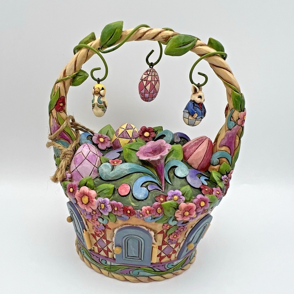 Jim Shore Heartwood Creek Be Open to Miracles Easter‎ Basket with Ornaments